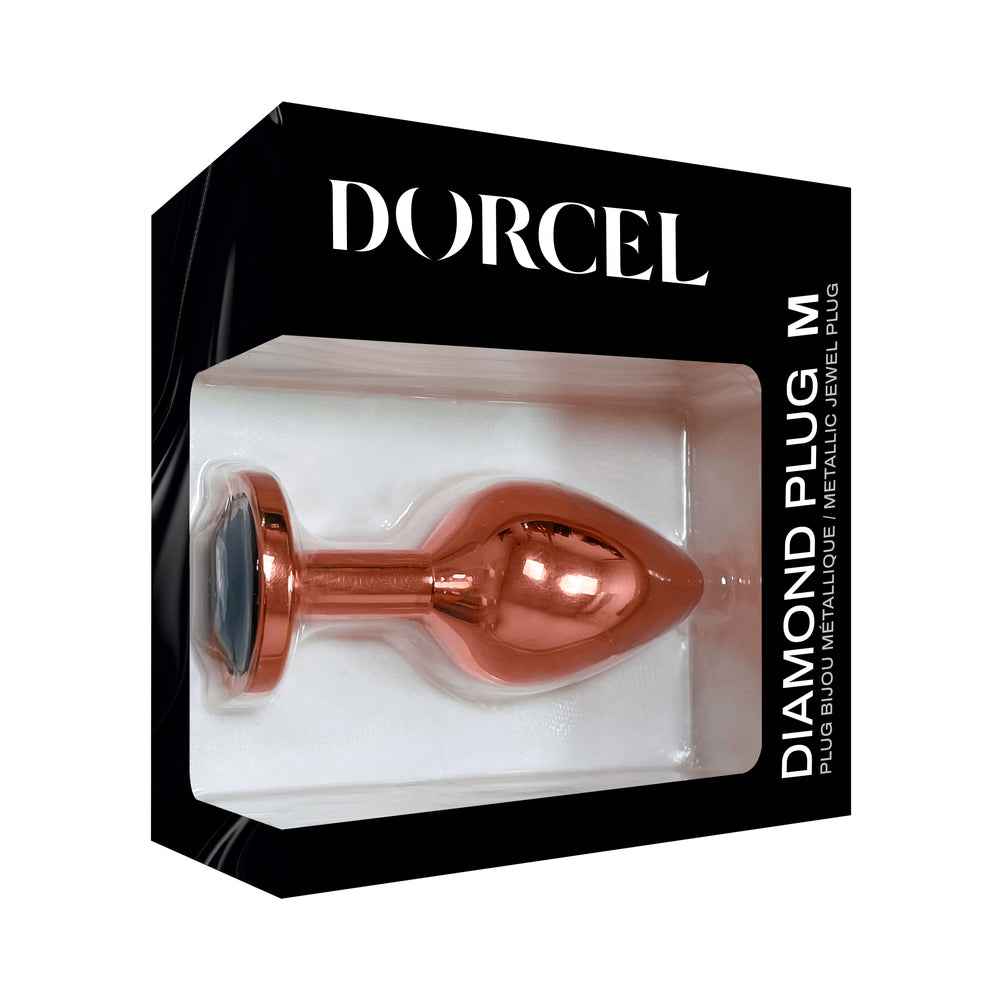 Dorcel Diamond Butt Plug Rose Gold Medium displayed in stylish packaging, highlighting its elegant design and jewelry-like appeal.