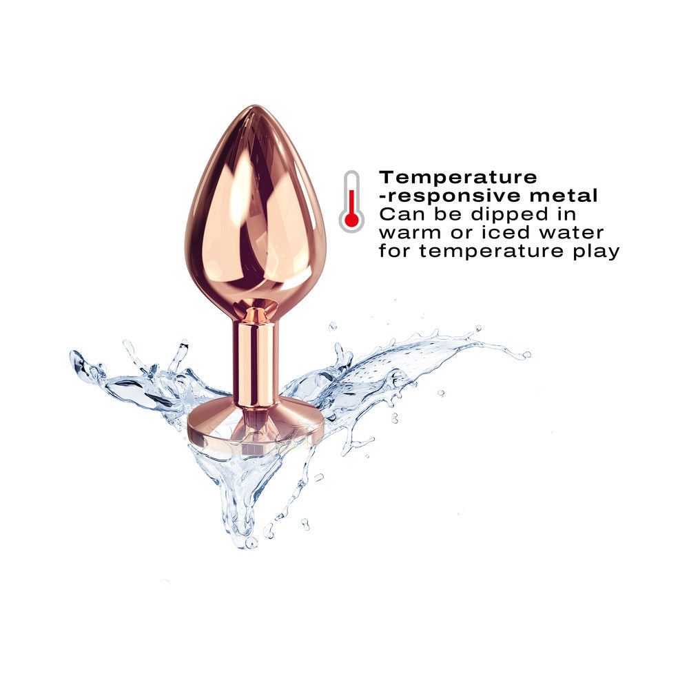 Dorcel Diamond Butt Plug Rose Gold Medium, showcasing temperature-responsive metal for versatile pleasure.