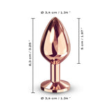 Dorcel Diamond Butt Plug Rose Gold Medium with dimensions, elegantly designed for comfortable anal play.