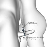 Dorcel Power Clit Plus Vibrating Cockring illustration showing clitoral stimulation and penis enhancement features.