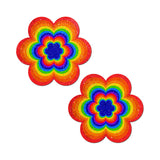 Pastease Rainbow Daisy Pasties, playful rainbow flower pasties for festivals and themed parties.