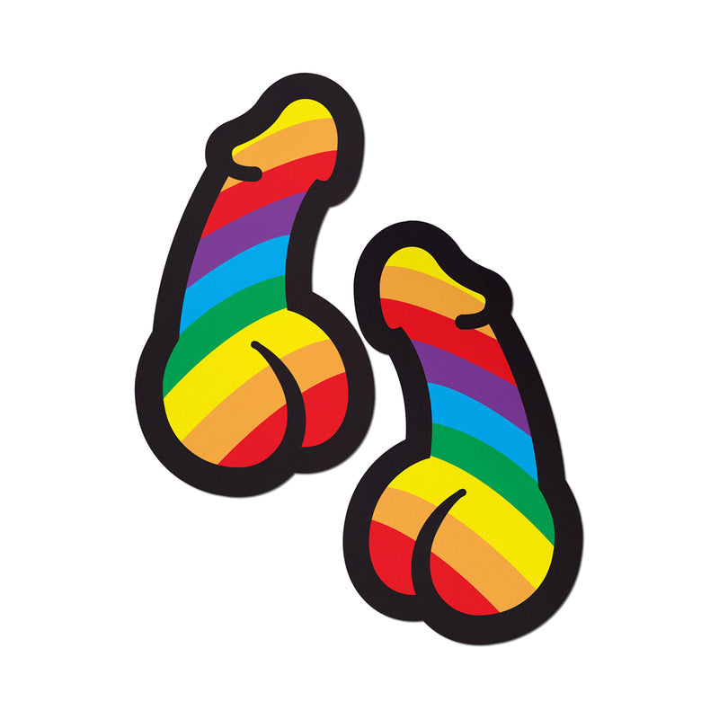 Pastease Penis Pride Pasties Rainbow playful rainbow phallic pasties for Pride celebrations and parties.