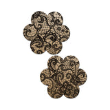 Pastease Lace Flower Nipple Pasties Beige and Black featuring delicate floral lace design on a nude base.