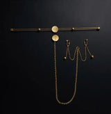 UPKO Double Bar Vibration Nipple Clamps and Clitoral Chain Set on black background