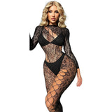 Black Pearl Leopard Lace Catsuit Black showcasing a bold animal-print lace design for a confident and flattering look.