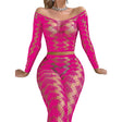 Black Pearl Heart Lace Crop Top With Leggings Neon Pink showcased in a flirty design with heart lace detailing.