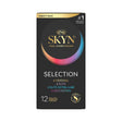 LifeStyles SKYN Selection Non-Latex Condoms 12 Pack variety pack, includes 4 original, 4 elite, 2 extra lube, 2 excitation.