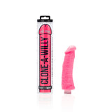 Clone-A-Willy DIY Vibrating Dildo Kit Hot Pink packaging with replica dildo for personalized pleasure.