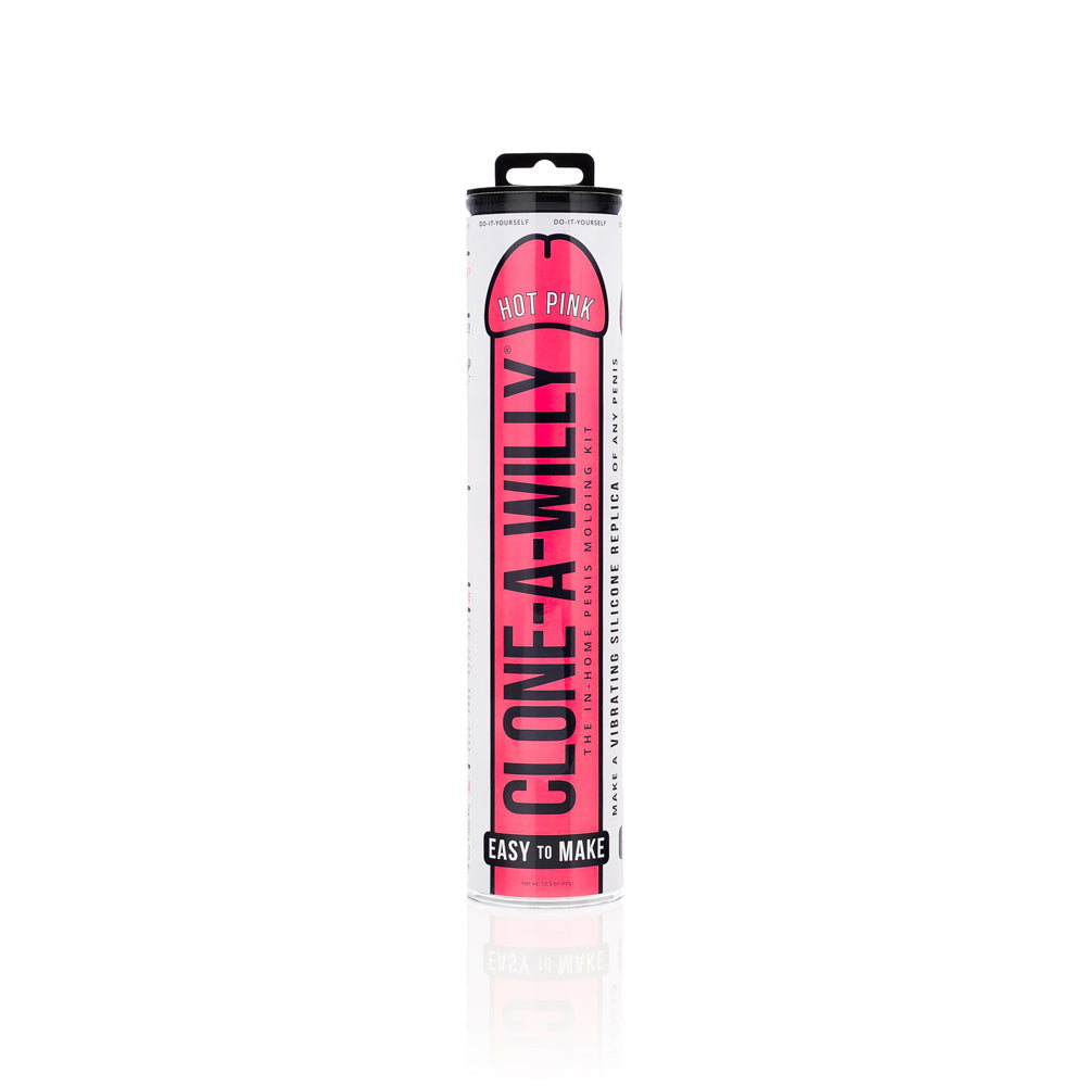 Clone-A-Willy DIY Vibrating Dildo Kit Hot Pink packaging with easy to make instructions.