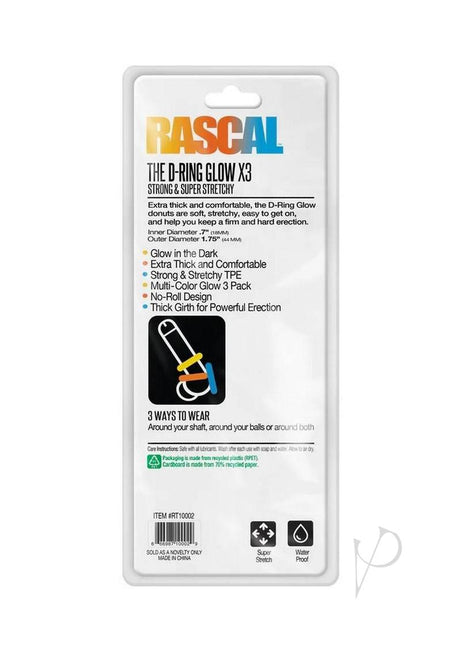 Rascal D-Ring Glow X3 Glow In The Dark Cock Rings - Image 3