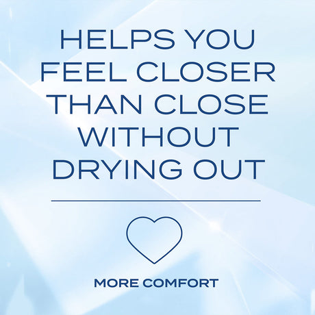K-Y True Feel Premium Silicone Gel Lubricant 1.5 Oz promotional image highlighting comfort without drying out.