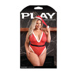 Fantasy Lingerie Holidazed Santa Costume Set 3X/4X Red displayed on a model with a festive Santa hat and playful pose.