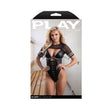 Fantasy Lingerie Go Deep 2 Piece Football Costume Set L/XL displayed on model in a locker room setting.