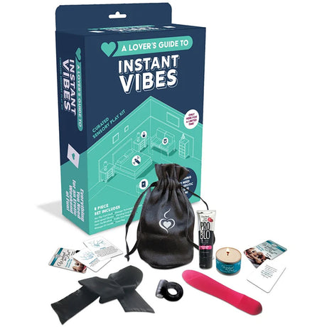A Lover's Guide To Instant Vibes Couples Kit includes a playful sensory play set for enhancing intimacy and connection.