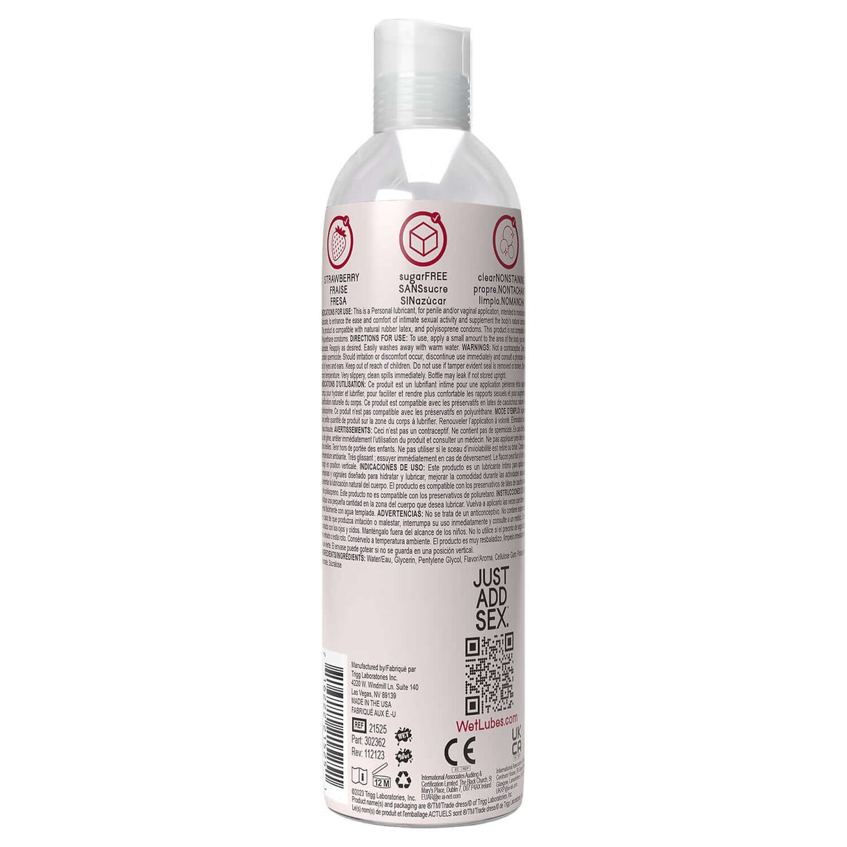 Wet Delicious Oral Play Strawberry Waterbased Lubricant 4 Oz bottle with usage instructions and ingredients.