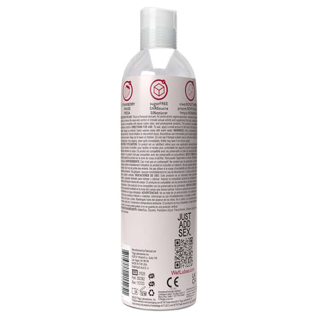 Wet Delicious Oral Play Strawberry Waterbased Lubricant 4 Oz bottle with usage instructions and ingredients.