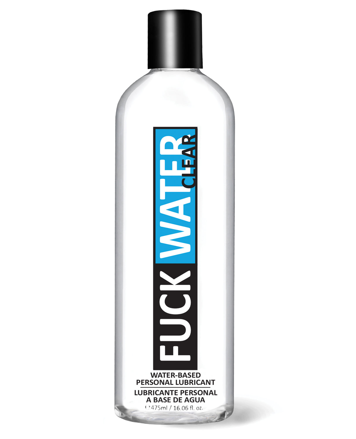 Fuck Water Clear Water-based Lubricant 16 Oz bottle with clear fluid for smooth and comfortable lubrication.