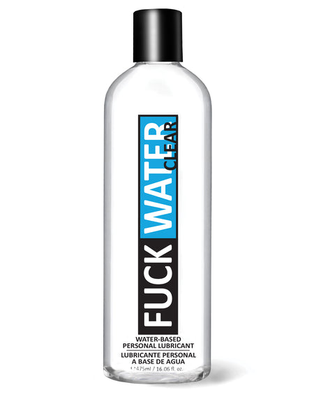 Fuck Water Clear Water-based Lubricant 16 Oz bottle with clear fluid for smooth and comfortable lubrication.