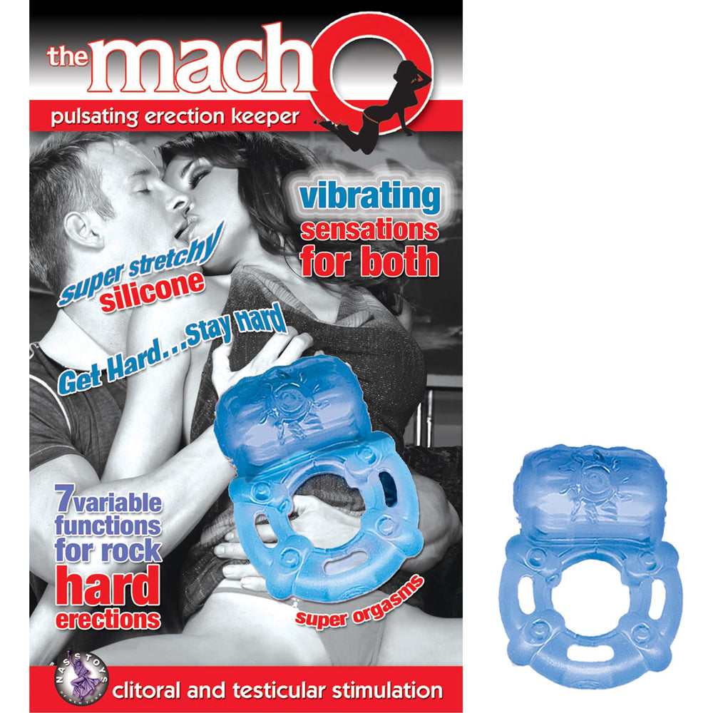 The Macho Pulsating Erection Keeper Cock Ring Blue