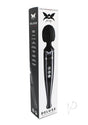 Pixey Deluxe Rechargeable Wand Massager Black Chrome packaging showcasing its features and design.