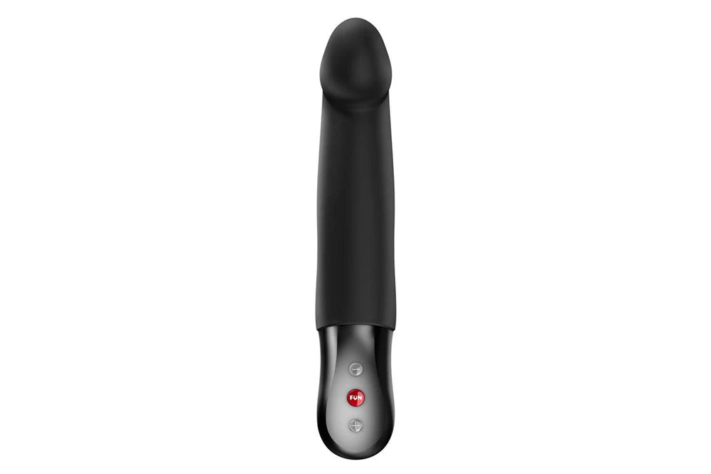 Fun Factory Stronic Real Thrusting Pulsator Black with ergonomic tip for G-spot stimulation and 10 thrusting modes.