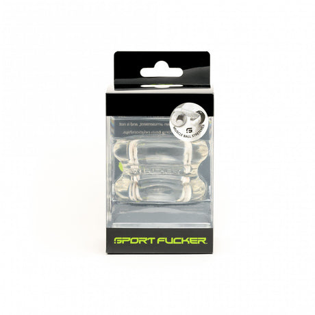 Sport Fucker Muscle Ball Stretcher TPE Clear packaging featuring a clear stretcher design and branding.