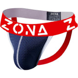 Zona Navy Rush Men's Jockstrap Small with breathable pouch and wide elastic waistband for comfort and support.