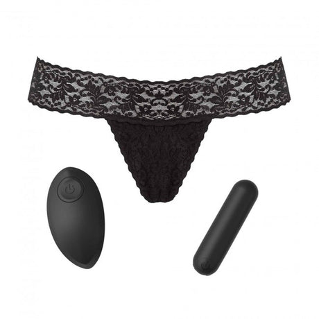 Love To Love Secret Panty 2 Vibrating Panty Black Onyx featuring lace G-string and remote-controlled bullet.