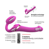 Strap-On-Me Multi Orgasm Strapless Strap-On Fuchsia XL features G-spot and clitoral stimulation with 3 motors for layered pleasure.