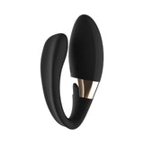 Lelo Tiani Harmony Dual Stimulation Couples Vibrator Black side view showcasing its sleek design and dual stimulation features.