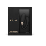 Lelo Tiani Harmony Dual Stimulation Couples Vibrator Black packaged in a sleek box, showcasing its design.