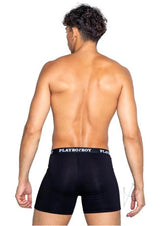 Playboy Mens Tuxedo Classic Boxer Large Black and White on a model from the back showcasing the sleek design.