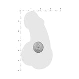 Pastease Penis Holographic Silver Dick Nipple Pasties silhouette shown with a quarter for size comparison.