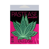 Pastease Indica Pot Leaf Green Weed Nipple Pasties packaging featuring a vibrant cannabis leaf design.