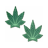 Pastease Indica Pot Leaf Green Weed Nipple Pasties with bold cannabis leaf design, ideal for playful outfits.
