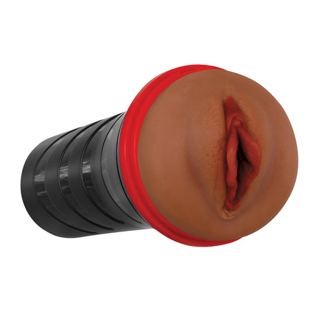 Zero Tolerance Pop On The Go Dark Vagina Stroker in a discreet canister with realistic lifelike design.