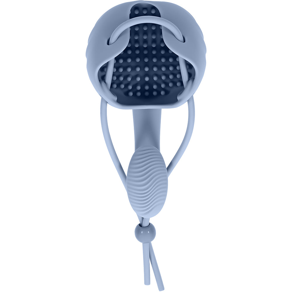 Zero Tolerance In A Nutshell Vibrating Ball Cup Blue showcases its ergonomic design and soft silicone, ideal for enhancing sensations.