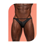 Wow Magnificence Micro V Thong Black S/M on a model showcasing bold minimal style and eye-catching hardware details.