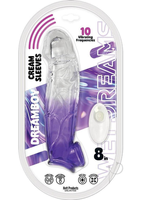 Wet Dreams Dreamboy 8 Inch Vibrating Penis Sleeve Purple