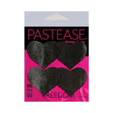 Pastease Petites Liquid Hearts Pasties Black 2-pack packaging showcasing heart-shaped nipple covers.