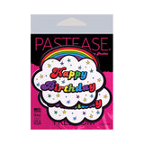 Pastease Happy Birthday Cloud Rainbow Pasties packaging featuring colorful cloud design with Happy Birthday text.
