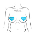Pastease Bride Blue Heart Pasties on a silhouette model, showcasing playful bridal style in robin's egg blue.