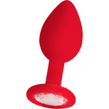 Ouch Regular Diamond Butt Plug Red showcasing its smooth, tapered shape and jewel-like base for enhanced anal play.