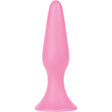 Shots Toys Silky Buttplug Big Pink with smooth conical shape and suction cup base for comfortable anal play.