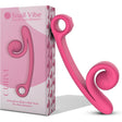 Snail Vibe Curve Dual Stimulator Pink next to its packaging, showcasing innovative design for dual pleasure.