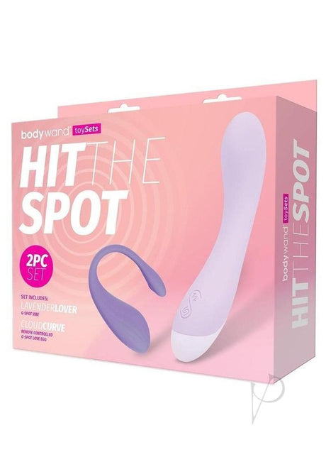 Bodywand Hit The Spot Set (2 Piece) Lavender packaging featuring Lavender Lover G-Spot Vibe and CloudCurve Love Egg.