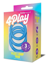 Bodywand 4Play Flex Trio Silicone Cockring Set Blue