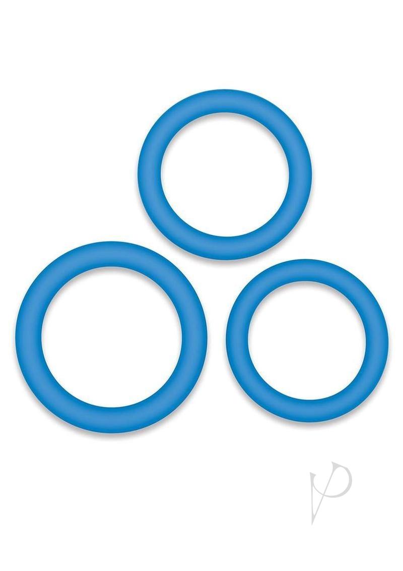 Bodywand 4Play Flex Trio Silicone Cockring Set Blue - Image 2