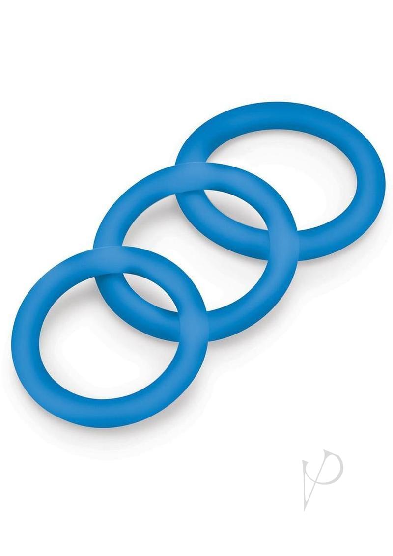 Bodywand 4Play Flex Trio Silicone Cockring Set Blue - Image 4
