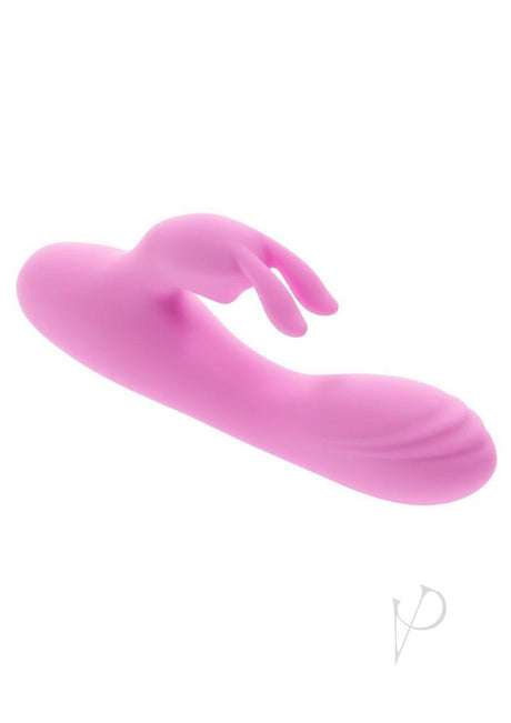Teeny Bunny Rechargeable Silicone Rabbit Vibrator Pink, a petite dual stimulation toy designed for comfort and pleasure.